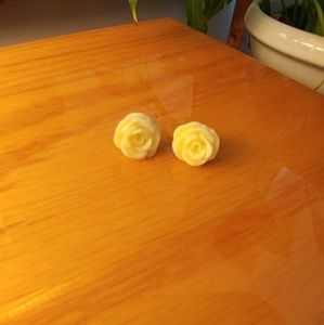 Yellow rosebud earrings